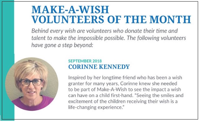 Corinne Kennedy - Supporting the Make a Wish Foundation and children in the Wauwatosa area.