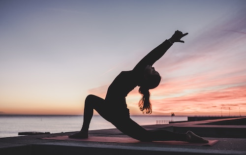 Browse Free HD Images of Beach Yoga Pose- In Sand At Sunset